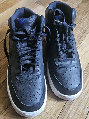 Nike Court Vision Mid Men’s Sneakers Black Leather Size 9.5